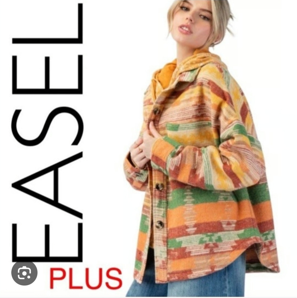 Easel Aztec Southwestern Shacket In 1X
